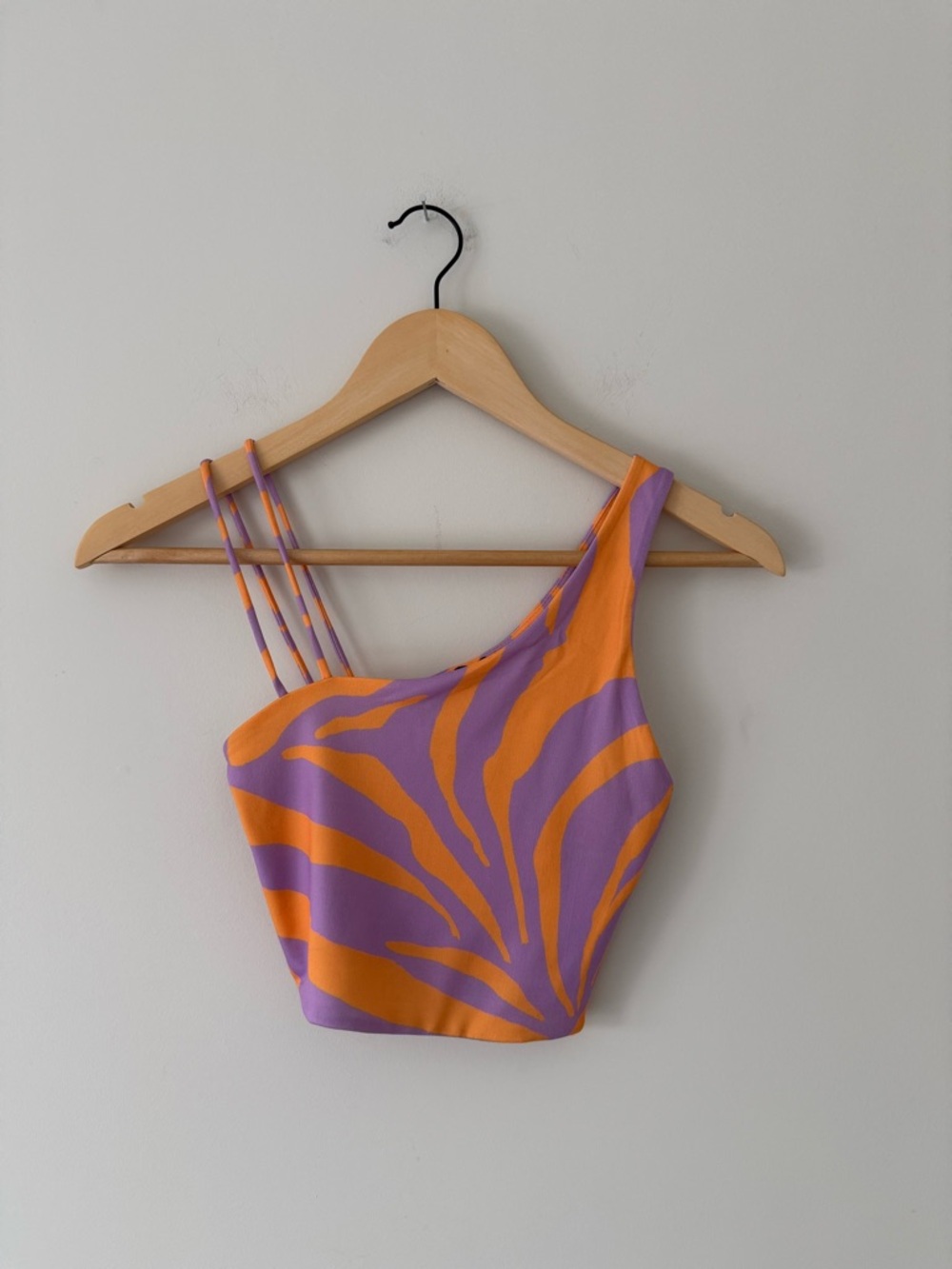 Bershka Purple and Orange One-Shoulder Strappy Crop Top